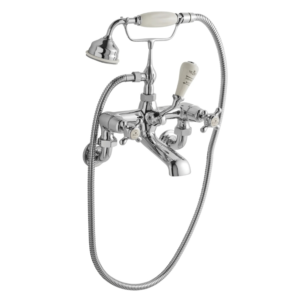 BC Designs Victrion Chrome Crosshead Wall Mounted Bath Shower Mixer Cut Out